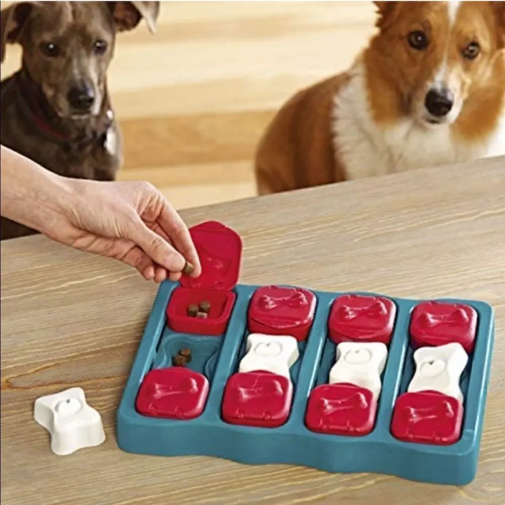 Dog Brick Tap and Flip Treat Puzzle Game Box Dog Toy New